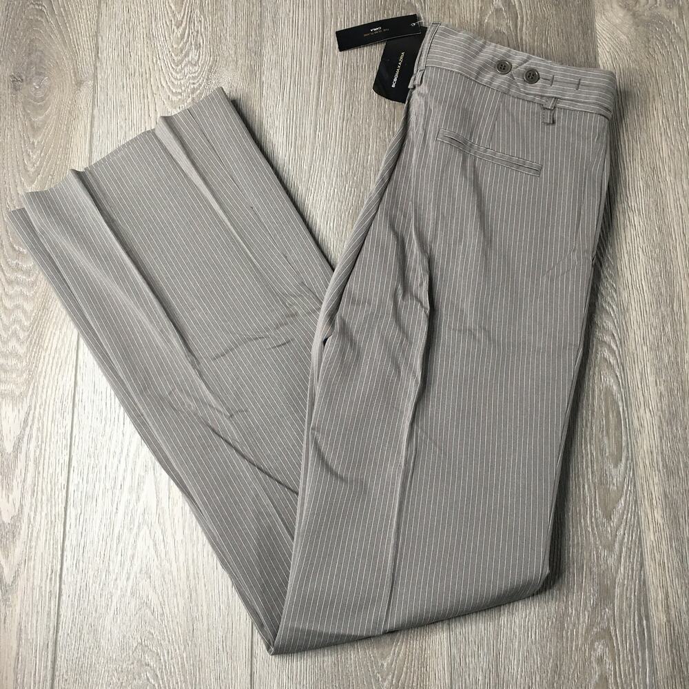 BCBGMaxazria The Slim Flare Carla Dress Pants Pinstripe Gray Size 4 NWT